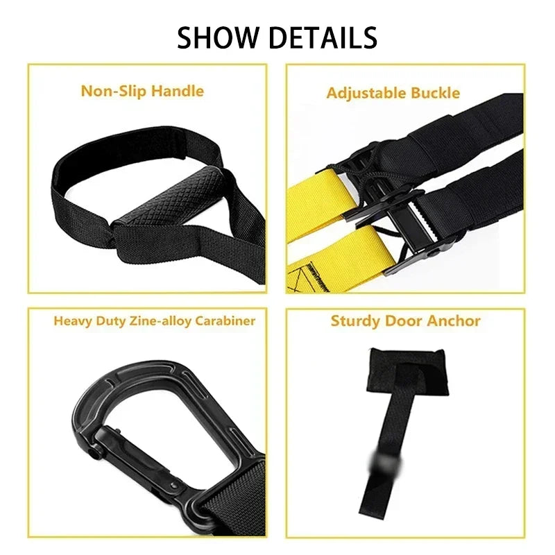 New 1 Set Suspension Training Strap Fitness Strength Power Suspension Trainer  Yoga Strap Wall Mount Professional Trx Tensioner HomeLuxe360