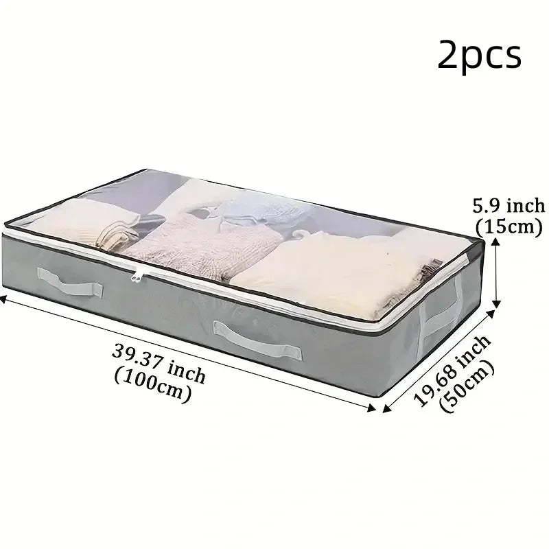 1pc/2pcs/3pcs Dustproof Under Bed Storage Box with Reinforced Handles for Comforter Blanket  Pillow and Toys Bedroom Accessories HomeLuxe360