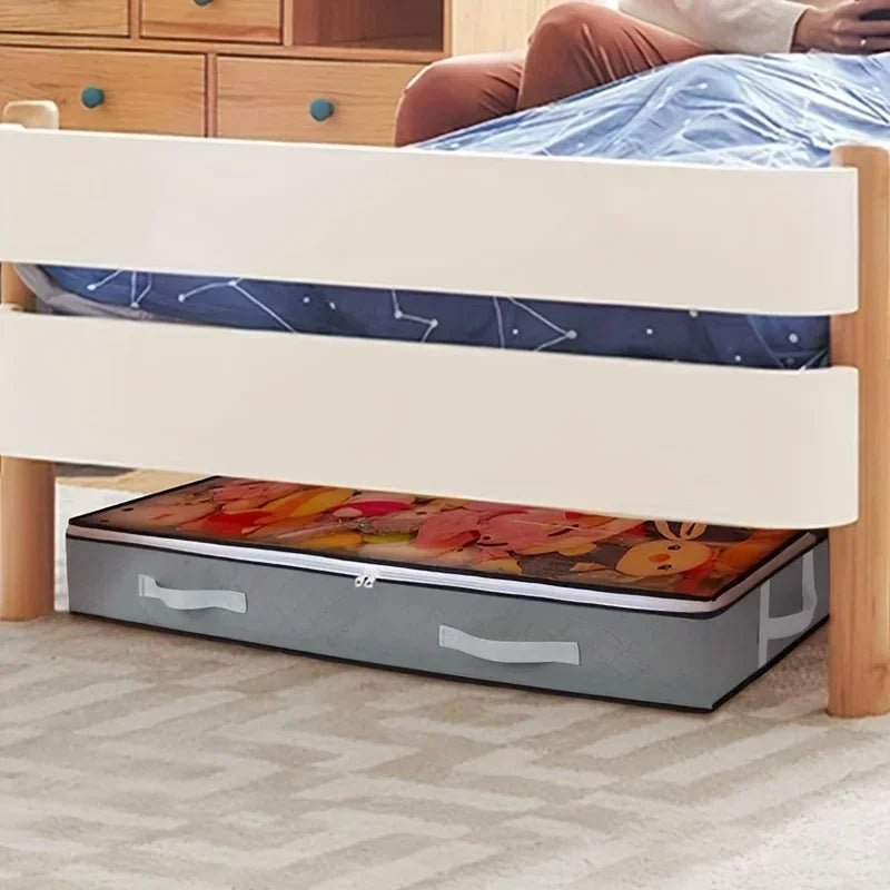 1pc/2pcs/3pcs Dustproof Under Bed Storage Box with Reinforced Handles for Comforter Blanket  Pillow and Toys Bedroom Accessories HomeLuxe360