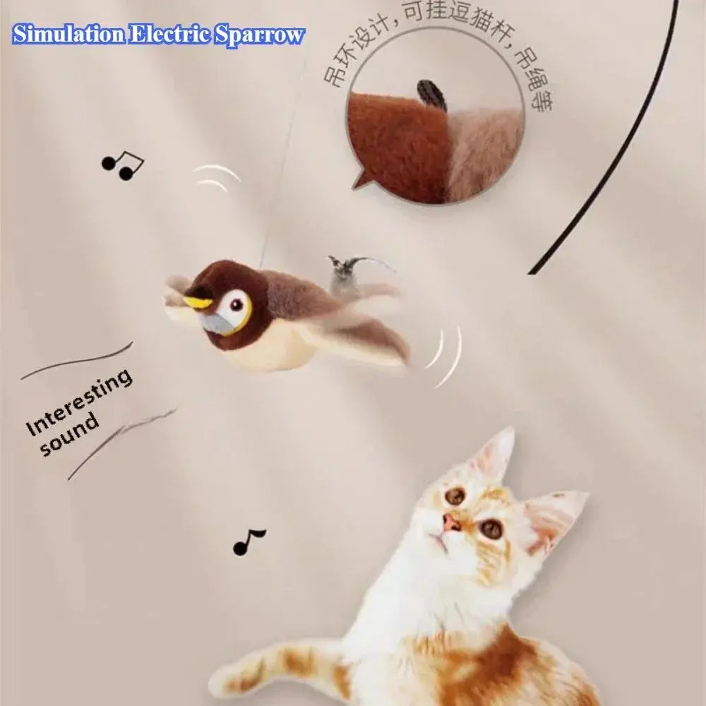 Hot Cat Interactive Toys Catnip Electric Pat Bird (with Catnip) Dog Cats Touch-Activated Squeaky Plush Toy Pet USB Rechargeable HomeLuxe360