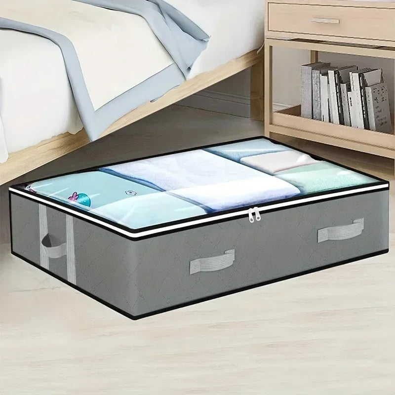 1pc/2pcs/3pcs Dustproof Under Bed Storage Box with Reinforced Handles for Comforter Blanket  Pillow and Toys Bedroom Accessories HomeLuxe360